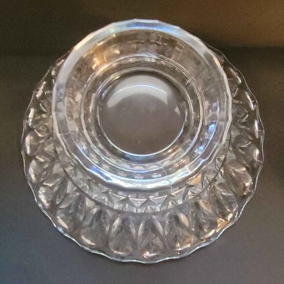 Clear Glass Footed Bowl In The Lotus Blossom Pattern - Picture 5 of 8